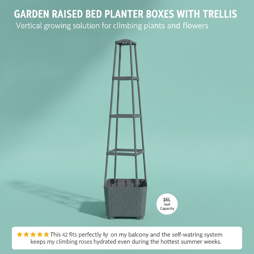 Garden Raised Bed Planter Boxes with Trellis