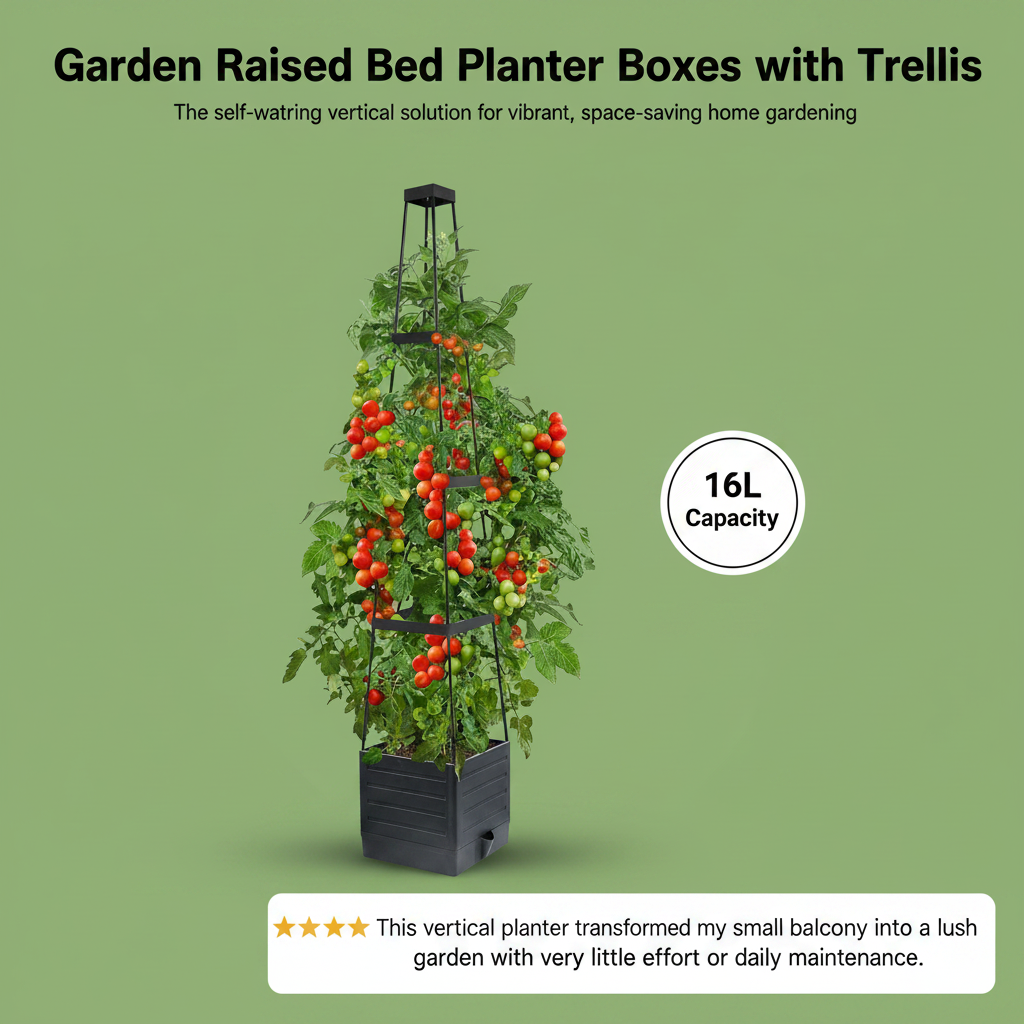 Garden Raised Bed Planter Boxes with Trellis
